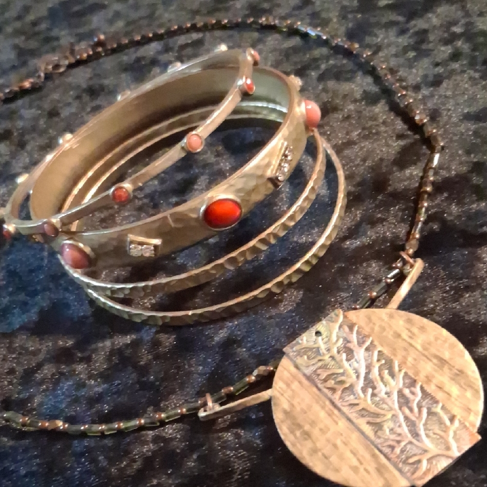 Maurices Gold and Red Bracelet Set
